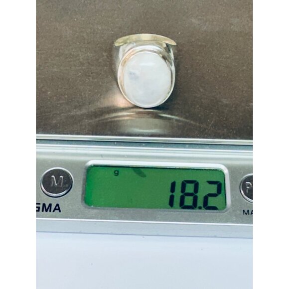 Vintage Estate Sterling Silver 925 Large Oval Moonstone Ring Size 9 Chunky - Picture 10 of 10